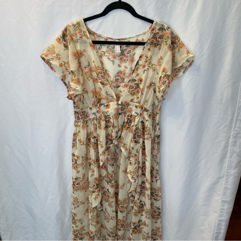 Live 4 Truth Cream Floral Duster Cardigan Cottagecore Prairie M Festival Fairy